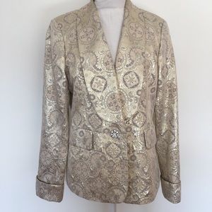 Dana Buchman gold jacquard blazer